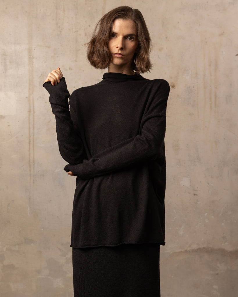 Pull Bamboo col roulé - 70% bambou 30% laine mérinos - 100BLACK