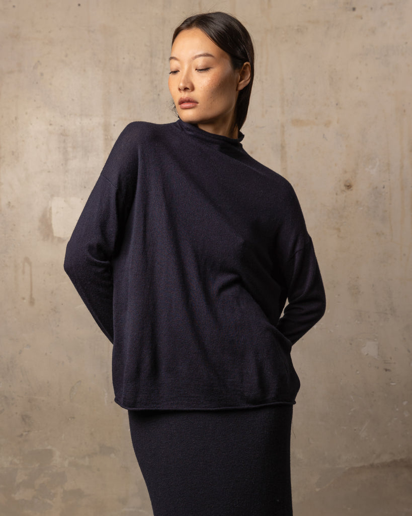 Pull Bamboo col roulé - 70% bambou 30% laine mérinos - 300NAVY