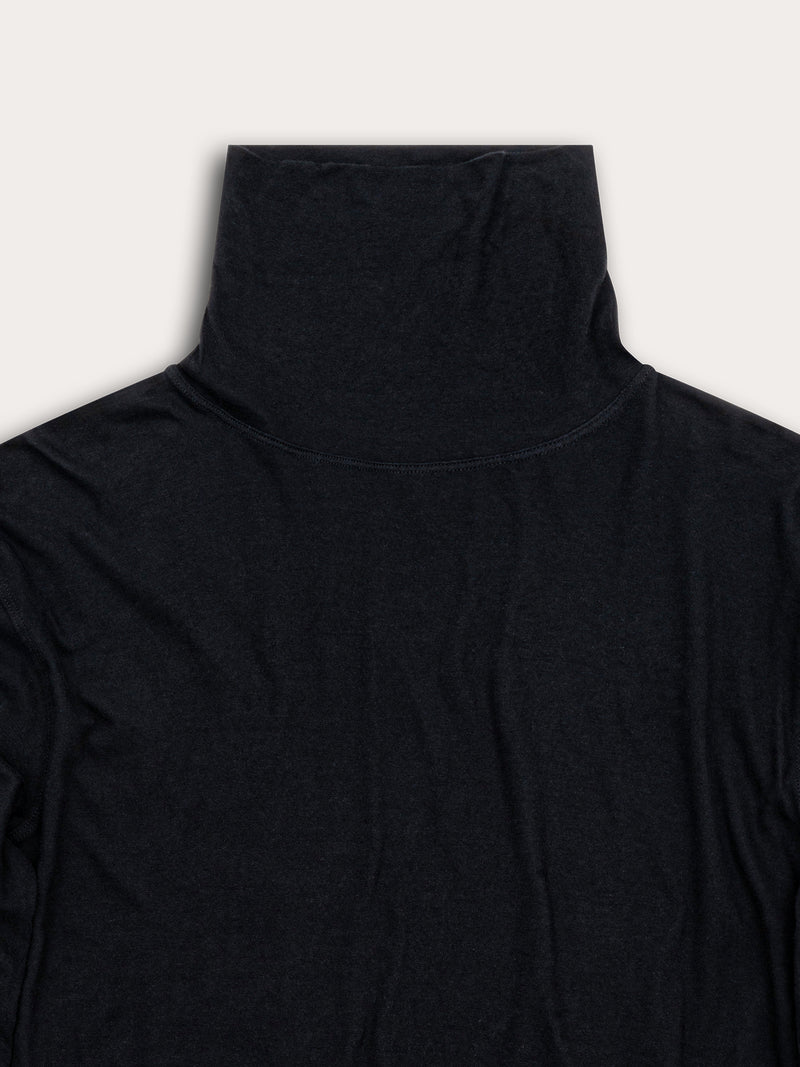 T-shirt 24_24 manches longues col roulé - 100% coton Jersey - 100BLACK