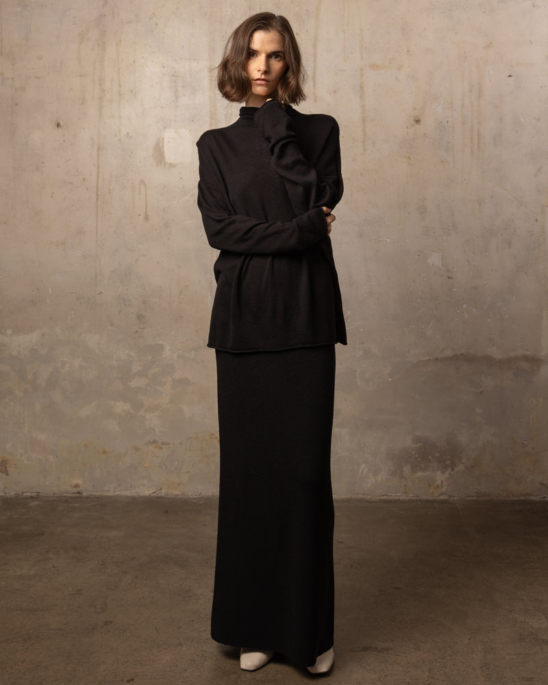 Pull Bamboo col roulé - 70% bambou 30% laine mérinos - 100BLACK