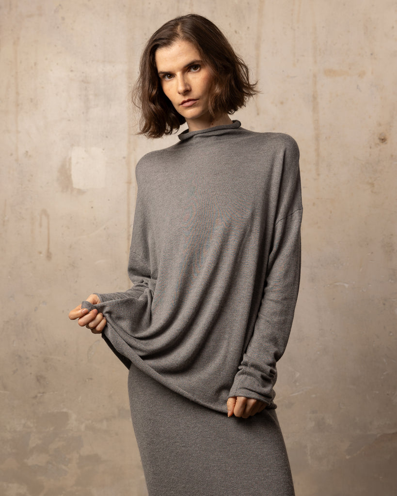 Pull Bamboo col roulé - 70% bambou 30% laine mérinos - 133MELANGEDGREY