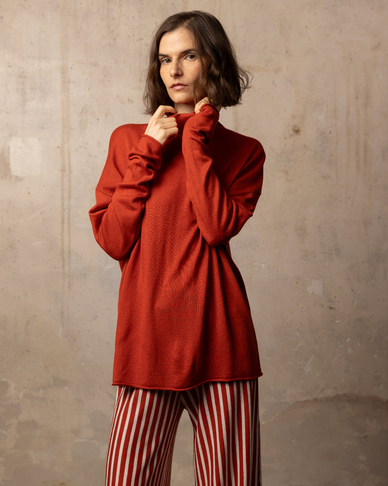 Pull Bamboo col roulé - 70% bambou 30% laine mérinos - 610RED