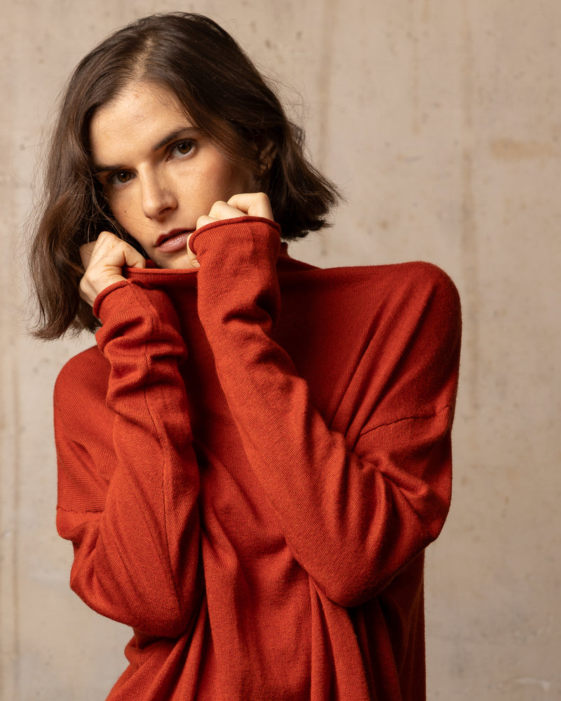 Pull Bamboo col roulé - 70% bambou 30% laine mérinos - 610RED