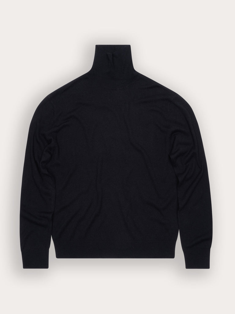 Pull Bamboo col roulé - 70% bambou 30% laine mérinos - 100BLACK