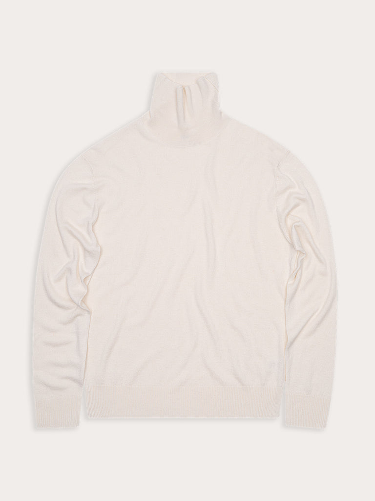 Pull Bamboo col roulé - 70% bambou 30% laine mérinos - 180OFFWHITE