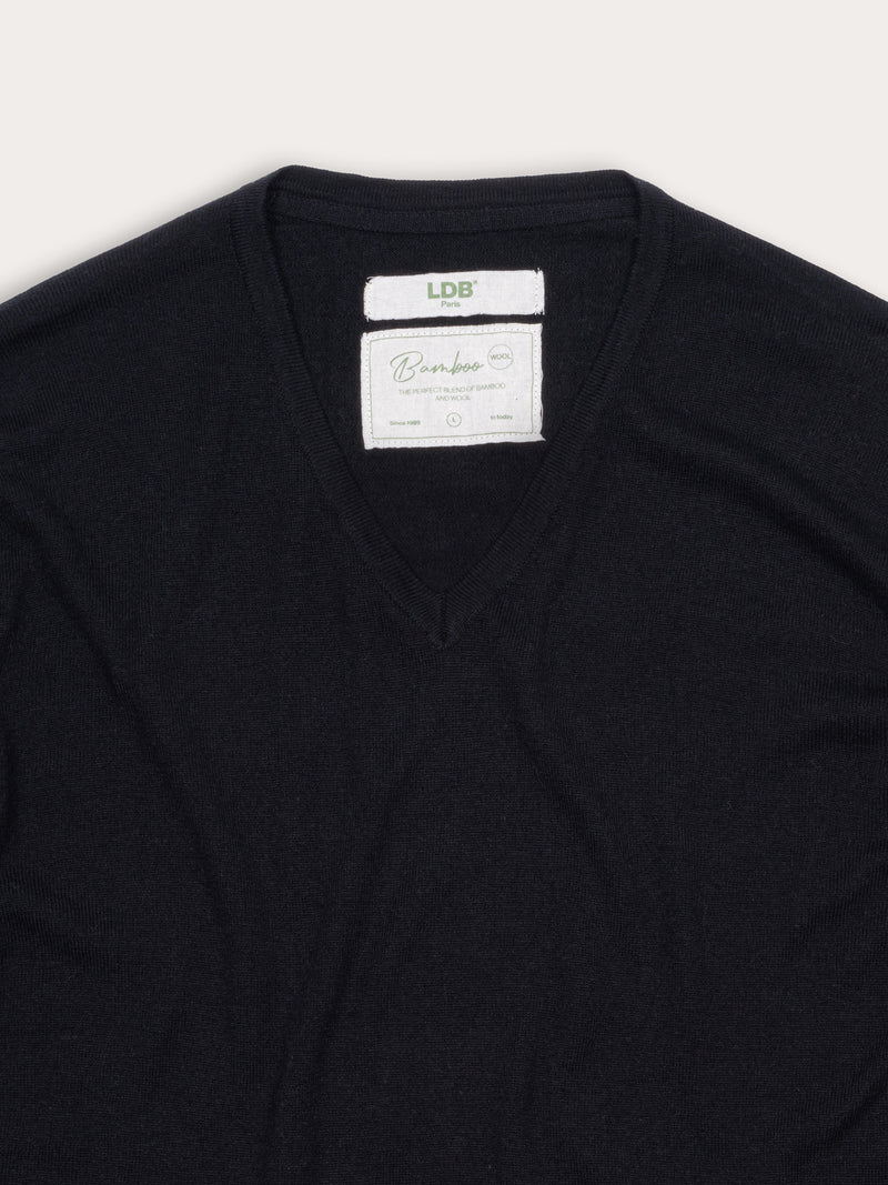 T-shirt bamboo manches longues col v - 70% bambou 30% laine merinos