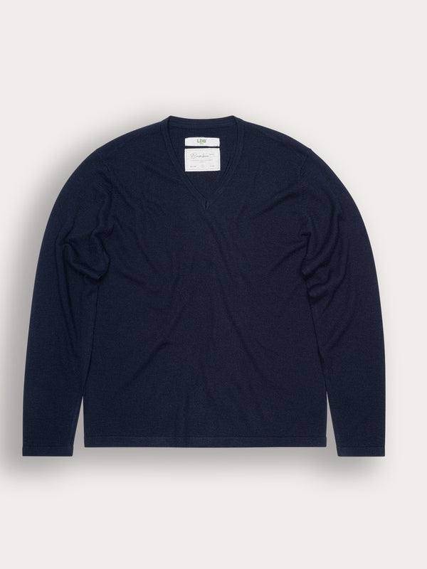 T-shirt bamboo manches longues col v - 70% bambou 30% laine merinos