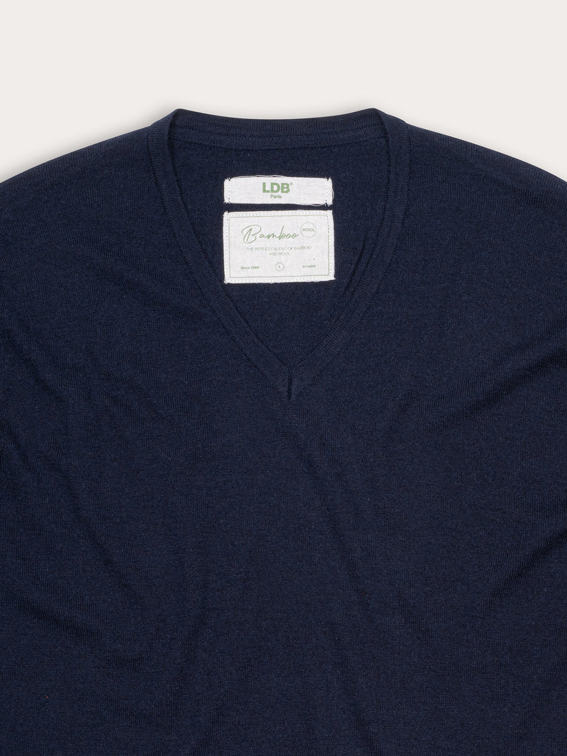 T-shirt bamboo manches longues col v - 70% bambou 30% laine merinos