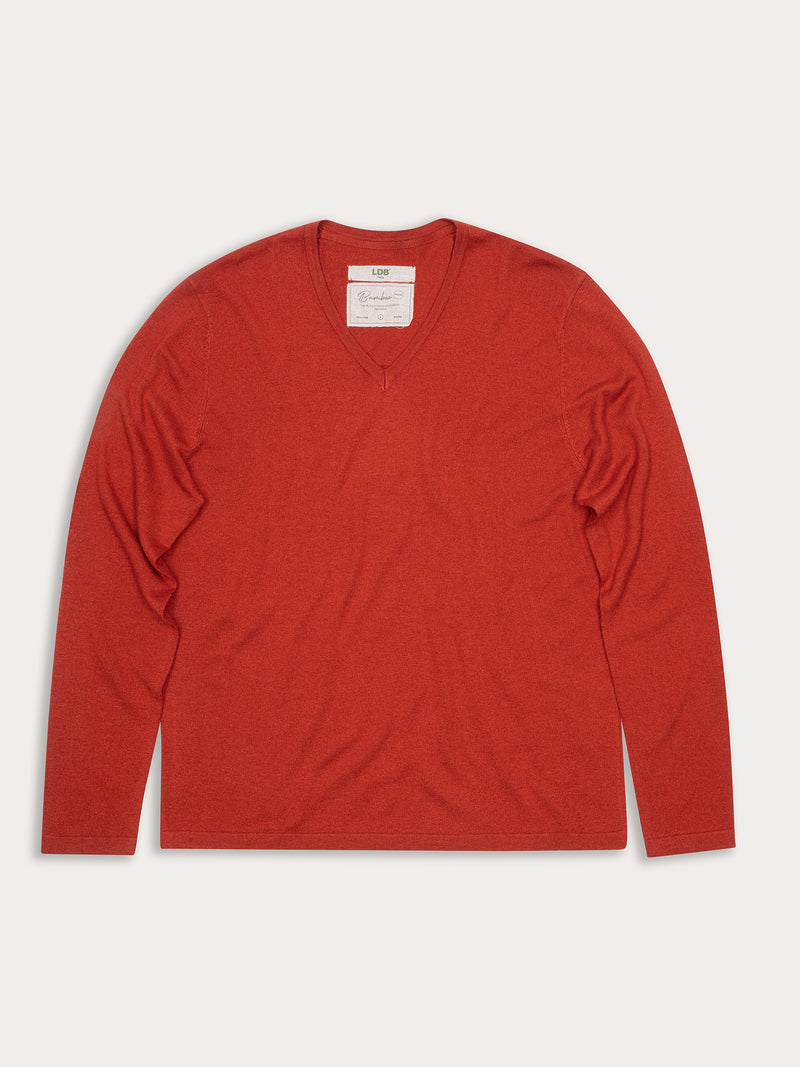 T-shirt bamboo manches longues col v - 70% bambou 30% laine merinos - 610RED