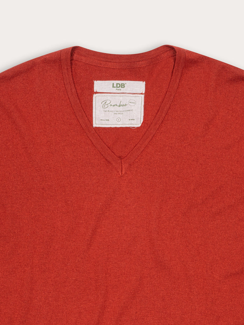 T-shirt bamboo manches longues col v - 70% bambou 30% laine merinos