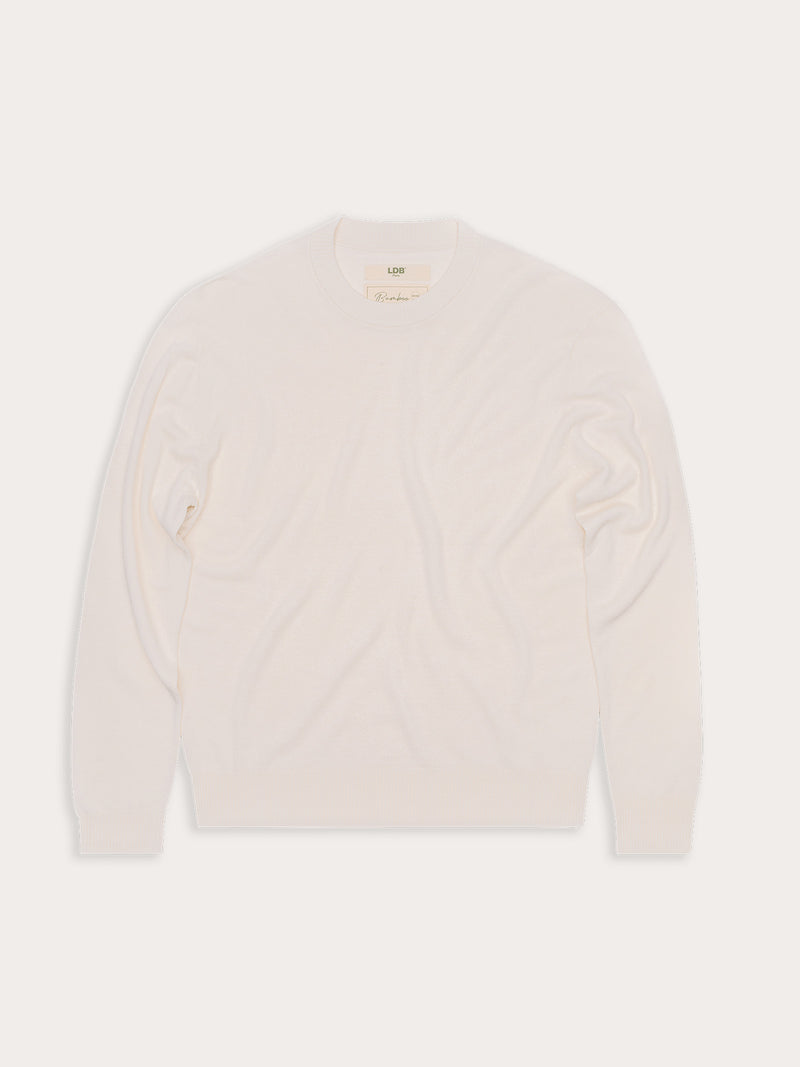 Pull Bamboo col rond - 70% bambou 30% laine mérinos - 180OFFWHITE