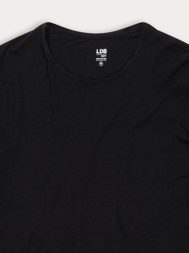 T-shirt EASYY col rond manches longues - 100% coton - 100BLACK