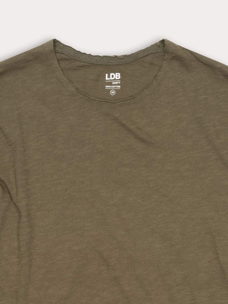 T-shirt EASYY col rond manches longues - 100% coton - 400KAKI