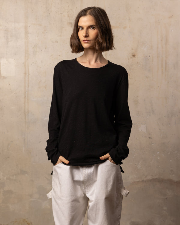 T-shirt EASYY col rond manches longues - 100% coton - 100BLACK