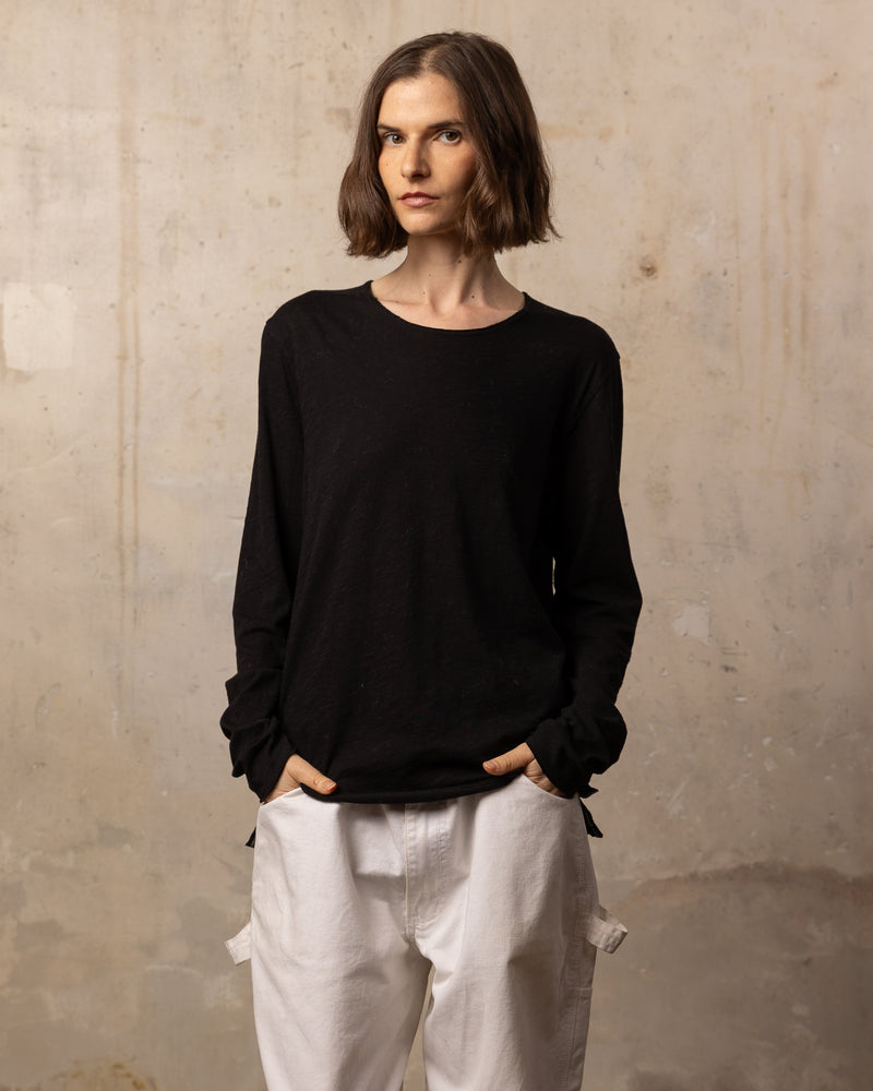 T-shirt EASYY col rond manches longues - 100% coton - 100BLACK