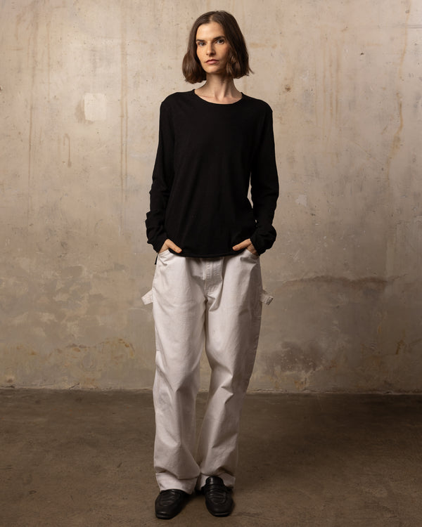 T-shirt EASYY col rond manches longues - 100% coton - 100BLACK