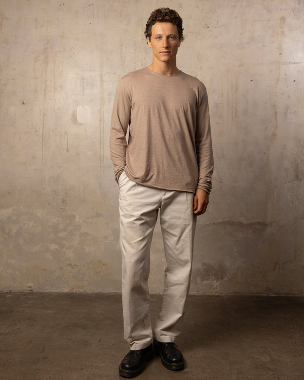 T-shirt EASYY col rond manches longues - 100% coton - 216TAUPE