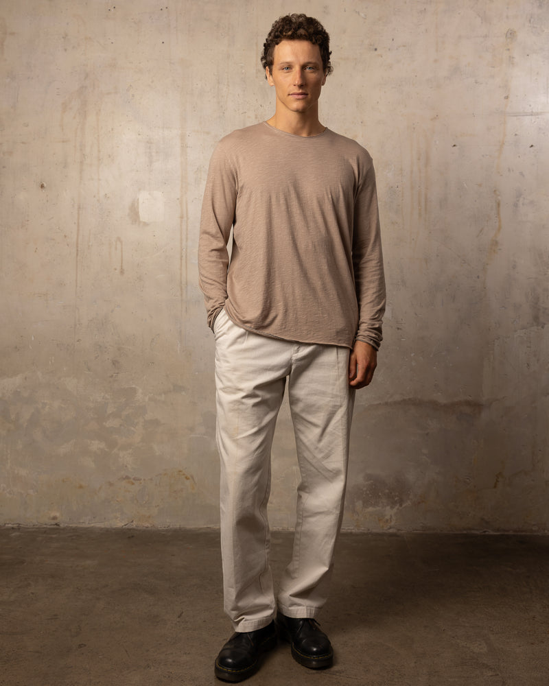 T-shirt EASYY col rond manches longues - 100% coton - 216TAUPE