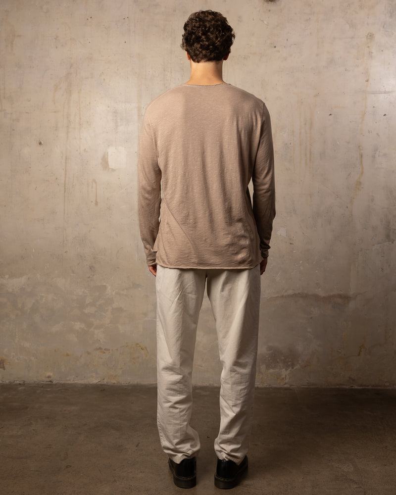 T-shirt EASYY col rond manches longues - 100% coton - 216TAUPE