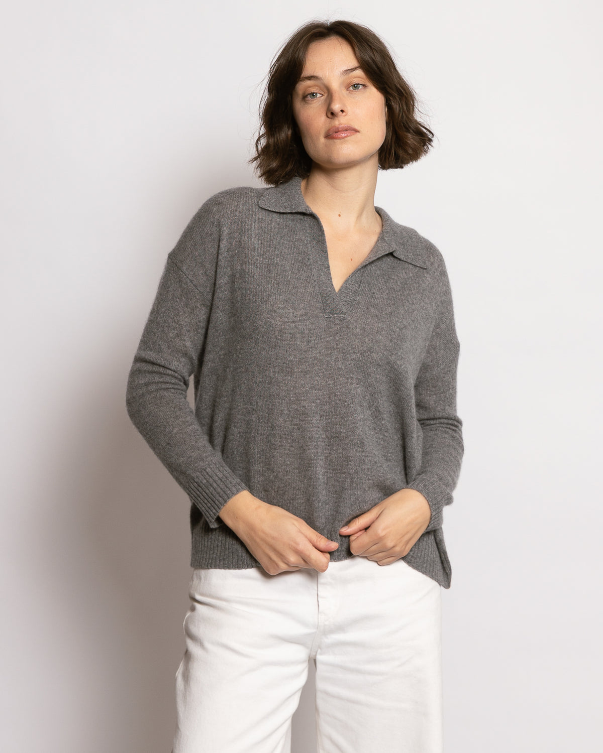 Pull Cachemire Gris Marbre Design History - Taille M - Neuf Avec étiquette - Style Tunique