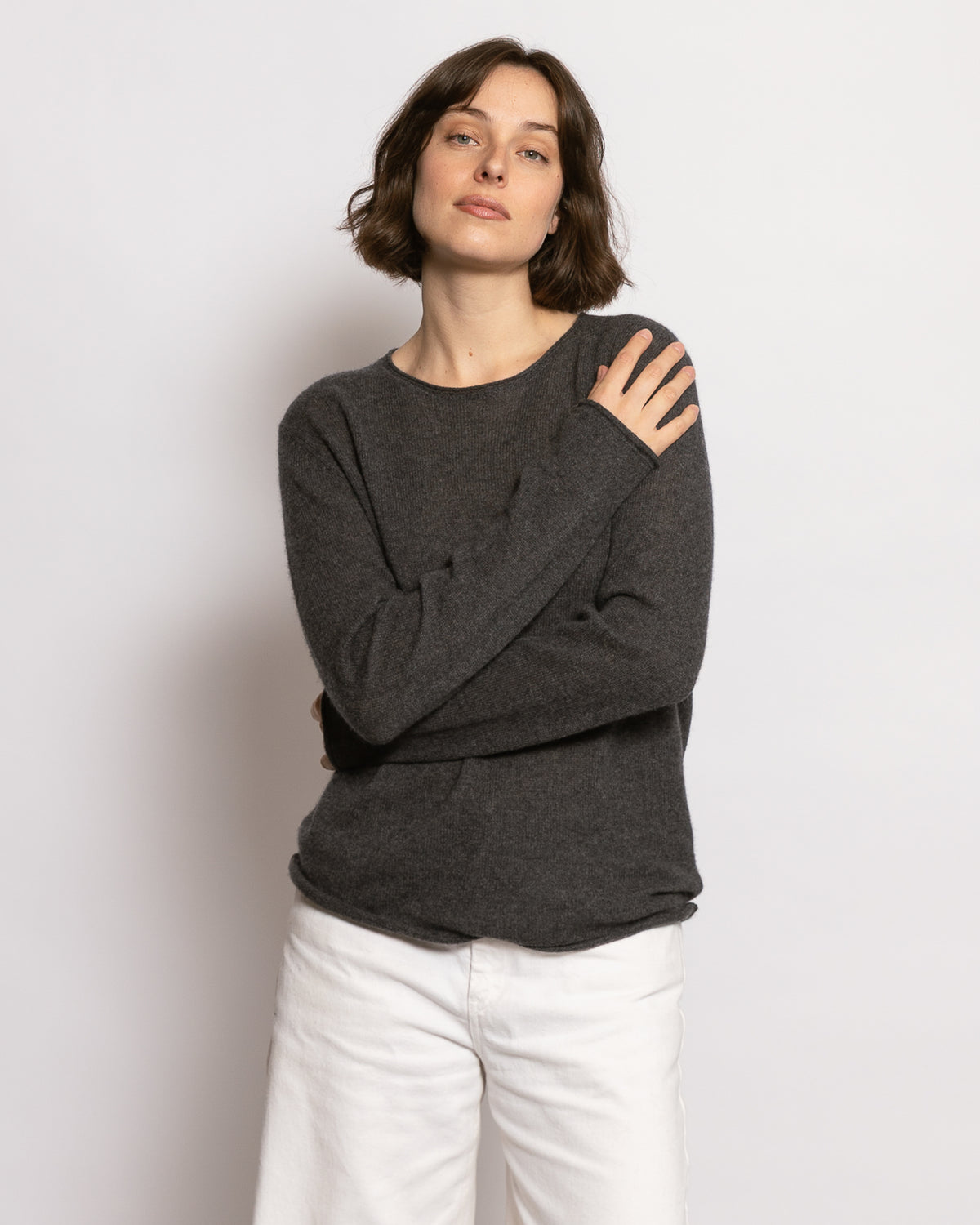 Pull Cachemire Design History Gris Marbré - Taille M - Tunique - Manches Longues - Neuf Avec étiquette