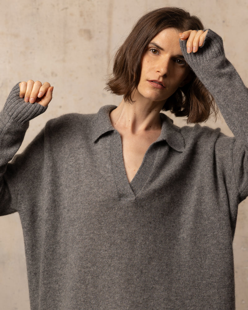 Polo manches longues FFresh - 100% cachemire - 112MEDIUMGREY