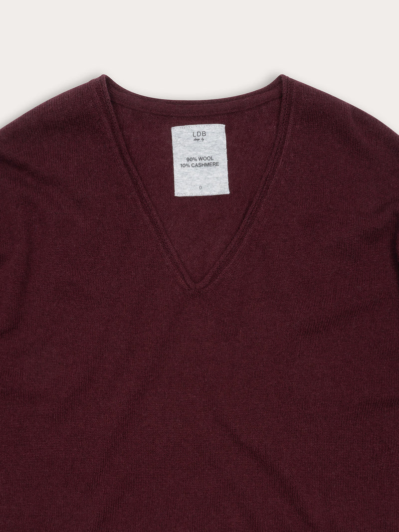 Pull Wool col v - laine et cachemire