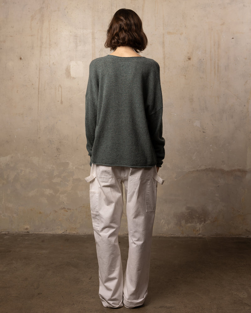 Pull Wool col v - laine et cachemire - 427SAUGE