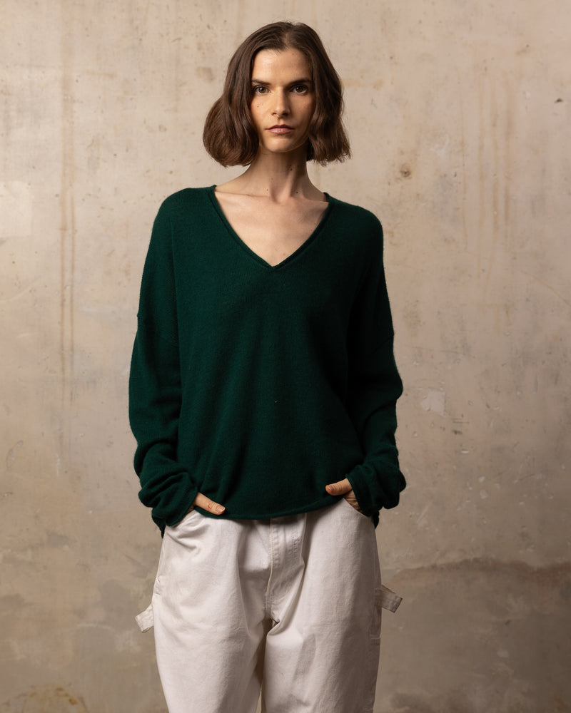 Pull Wool col v - laine et cachemire - 430VERTSAPIN