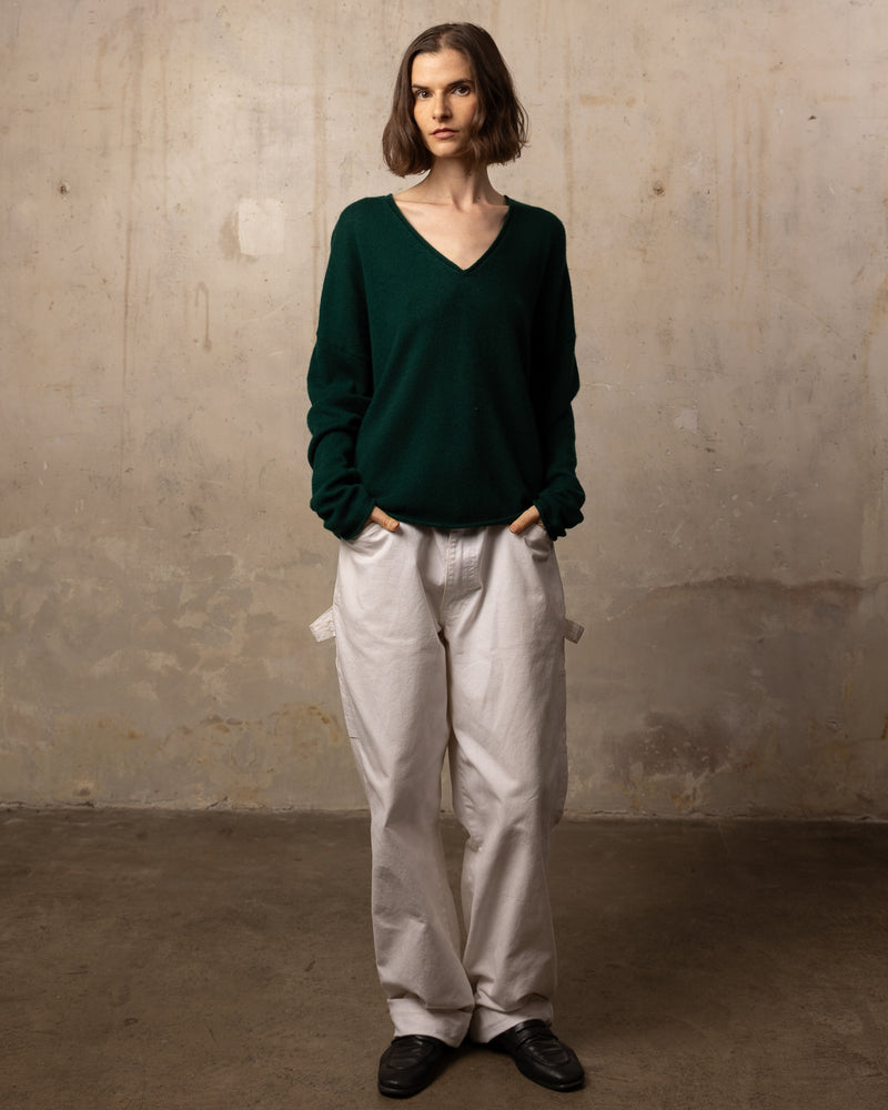 Pull Wool col v - laine et cachemire - 430VERTSAPIN