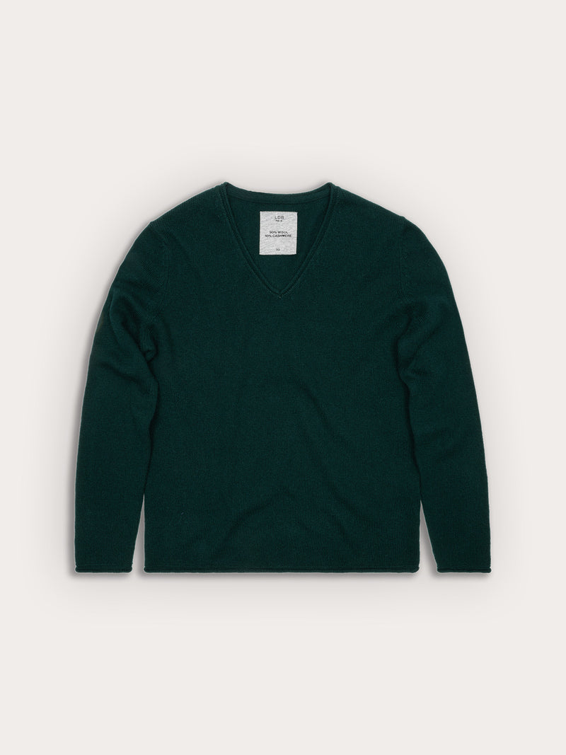 Pull Wool col v - laine et cachemire - 430VERTSAPIN