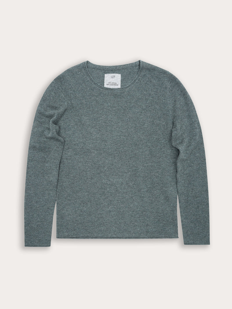 Pull Wool col rond - 95% Laine 5% Cachemire - 427SAUGE